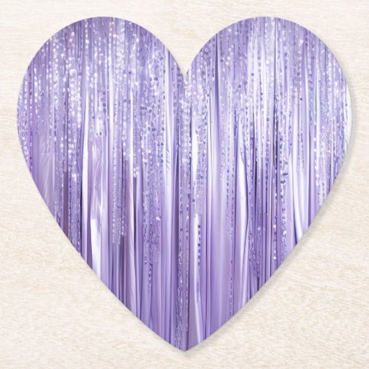 Girly Lavendel Paarse Glam Tinsel Stripes Kartonnen Onderzetters (Voorkant)