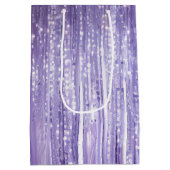 Girly Lavendel Paarse Glam Tinsel Stripes Medium Cadeauzakje (Achterkant)