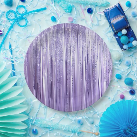 Girly Lavendel Paarse Glam Tinsel Stripes Papieren Bordje (Feest)