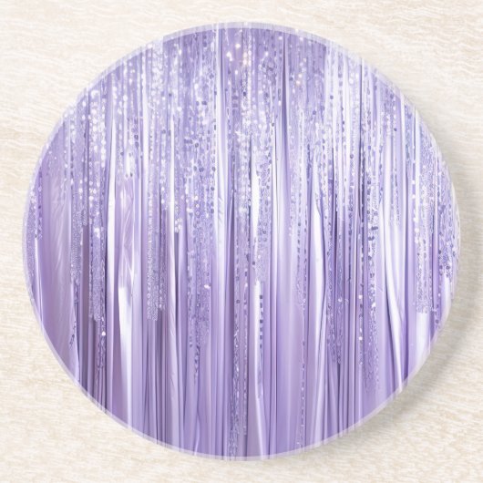 Girly Lavendel Paarse Glam Tinsel Stripes Zandsteen Onderzetter (Voorkant)