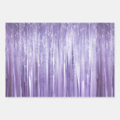 Girly Lavendel Paarse Silver Glam Tinsel Stripes Inpakpapier Vel (Voorkant)