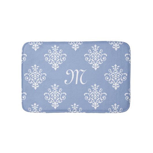 Girly Lavender Damask Pattern met een oebel monogr Badmat (Voorkant)