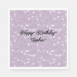 Girly Lavender Glitter Sparkle Birthday Servet