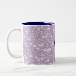 Girly Lavender Glitter Sparkle Birthday Tweekleurige Koffiemok