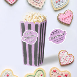 Girly Lavender Grey Stripes Popcorn Film Geschilde Bedankdoosjes