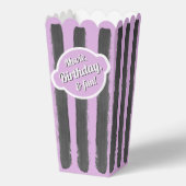 Girly Lavender Grey Stripes Popcorn Film Geschilde Bedankdoosjes (Voorkant)