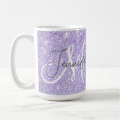 Girly Lavender Paars Glitter Blush Monogram name Koffiemok (Links)