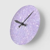 Girly Lavender Paars Glitter Blush Monogram name Ronde Klok (Hoek)