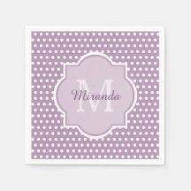 Girly Lavender Paars Polka Dots Monogram en naam