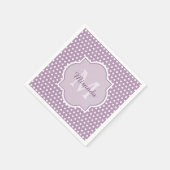 Girly Lavender Paars Polka Dots Monogram en naam Servetten (Hoek)
