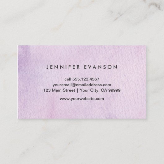 Girly Lavender Pink Waterverf Designer Visitekaartje (Achterkant)