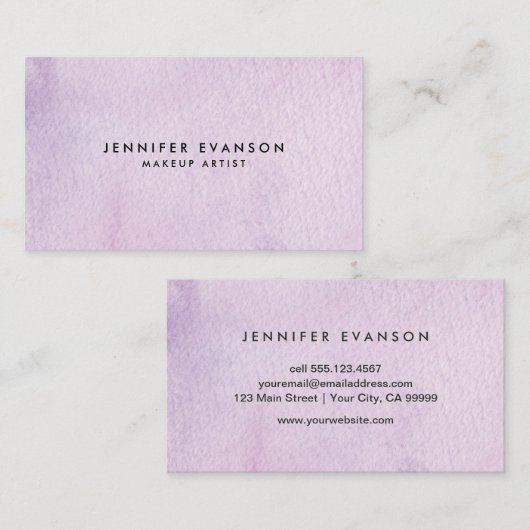 Girly Lavender Pink Waterverf Designer Visitekaartje (Voorkant / Achterkant)