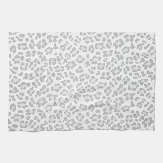 Girly Leopard Animal Print Silver Chic Theedoek (Horizontaal)