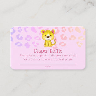 Girly Leopard Baby Shower Diaper Raffle Ticket Informatiekaartje