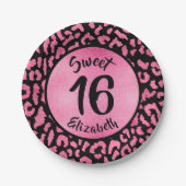 Girly Leopard Birthday Party Papieren Bordje (Voorkant)