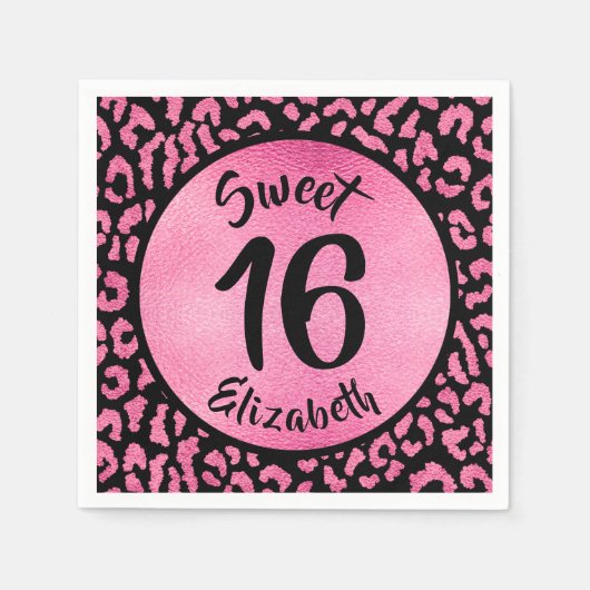Girly Leopard Birthday Party Servet (Voorkant)