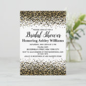 Girly Leopard Black Gold Bridal Shower Kaart (Staand voorkant)