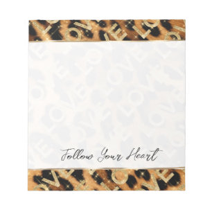 Girly Leopard Gold Sparkles Liefde Notitieblok