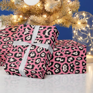 Girly leopard print blush roze hot pink vrouwelijk cadeaupapier
