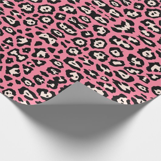 Girly leopard print blush roze hot pink vrouwelijk cadeaupapier (Hoek)