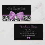 Girly Leopard Print Boutique Schattige Licht Paars Visitekaartje (Voorkant / Achterkant)