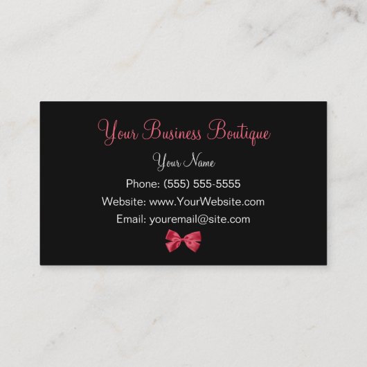 Girly Leopard Print Boutique Schattige rood lint Visitekaartje (Achterkant)