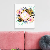  Girly Leopard Print Gold Pink Monogramed (Insitu (Woonkamer))
