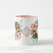  Girly Leopard Print Gold Pink Monogramed Mok (Midden)
