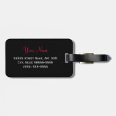 Girly Leopard print helder rood lintje met naam Bagagelabel (Achterkant horizontaal)