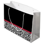 Girly Leopard print helder rood lintje met naam Groot Cadeauzakje (Achterkant Gekanteld)