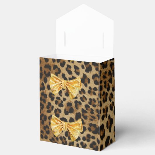 Girly Leopard Print met Bling Gold Bow Bedankdoosjes (Geopend)