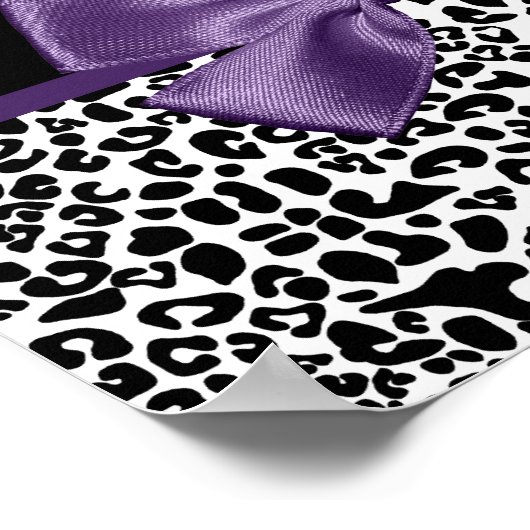 Girly Leopard print  Paars lintje met naam (Hoek)