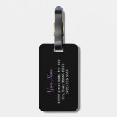 Girly Leopard print  Paars lintje met naam Bagagelabel (Achterkant verticaal)