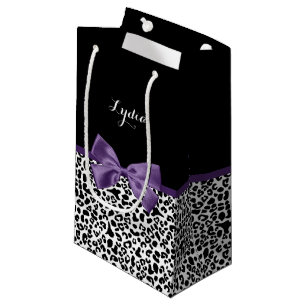 Girly Leopard print Paars lintje met naam Klein Cadeauzakje