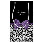 Girly Leopard print  Paars lintje met naam Klein Cadeauzakje (Voorkant)