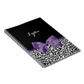 Girly Leopard print  Paars lintje met naam Notitieboek (Rechterzijde)