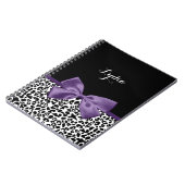Girly Leopard print  Paars lintje met naam Notitieboek (Linkerzijde)