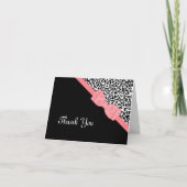 Girly Leopard Print Roze Boog Dank u Bedankkaart (Voorkant)