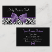 Girly Leopard print trendy Paarse lint Visitekaartje (Voorkant / Achterkant)