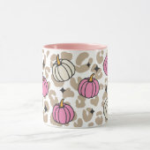 Girly Leopard Roze en Witte Pompoenen Halloween Mok (Midden)