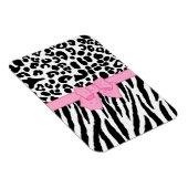 Girly Leopard Zebra Animal Print and Cute Pink Bow Magneet (Rechterzijde)