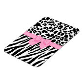 Girly Leopard Zebra Animal Print and Cute Pink Bow Magneet (Linkerzijde)