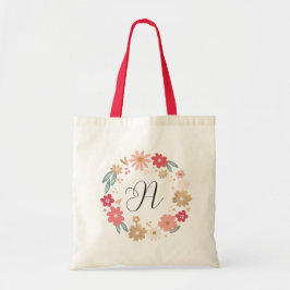 Girly Letter A | grillig bloemenlettermonogram Tote Bag