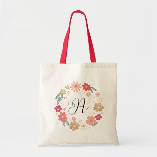 Girly Letter A | grillig bloemenlettermonogram Tote Bag (Voorkant)