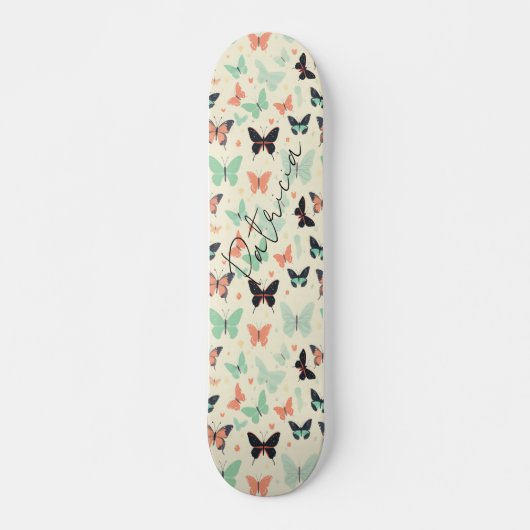Girly Leuke Pastel Vlinder Chic Persoonlijk Skateboard (Voorkant)