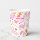 Girly Leuke Roze Baby Dinosaur Kids Verjaardag Papieren Bekers (Voorkant)