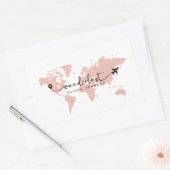Girly Leuke Roze Wanderlust World Travel Script Rechthoekige Sticker (Envelop)