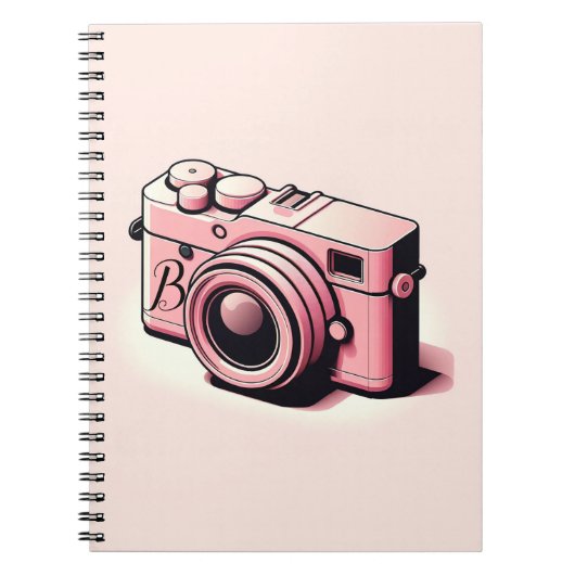 Girly Licht Roze Camera Fotografie Gepersonaliseer Notitieboek (Voorkant)