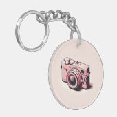 Girly Licht Roze Camera Fotografie Gepersonaliseer Sleutelhanger (Voorkant Links)