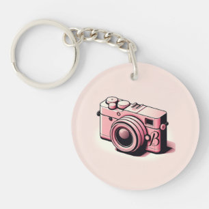 Girly Licht Roze Camera Fotografie Gepersonaliseer Sleutelhanger
